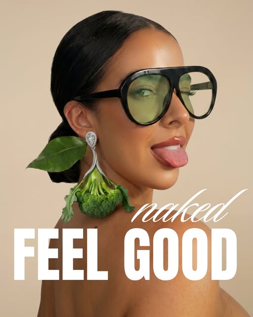 Feel good naked, Henny in green sunglasses